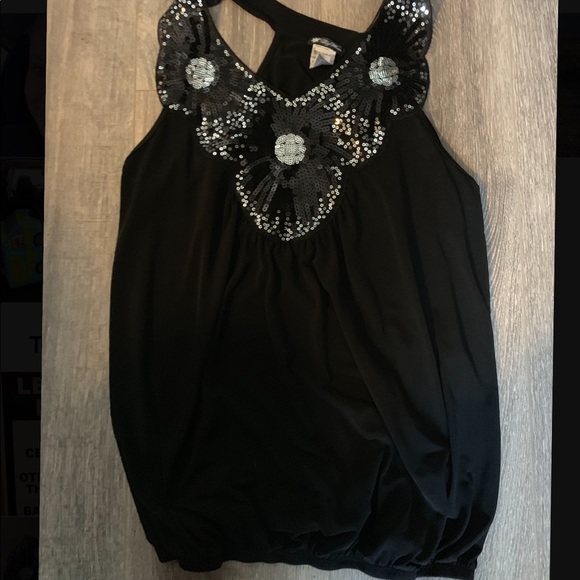 Lily White Tops - Sparkly Black Tank Top